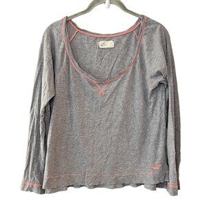 Hollister Size M‎ Vintage Gray Heather Slub Twilight Core Long Sleeve Scoop Neck